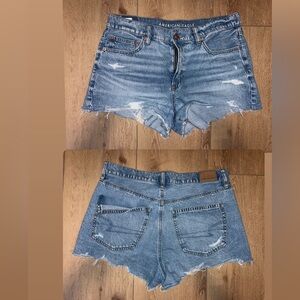 American Eagle Outfitters Blue Distressed Jean Shorts